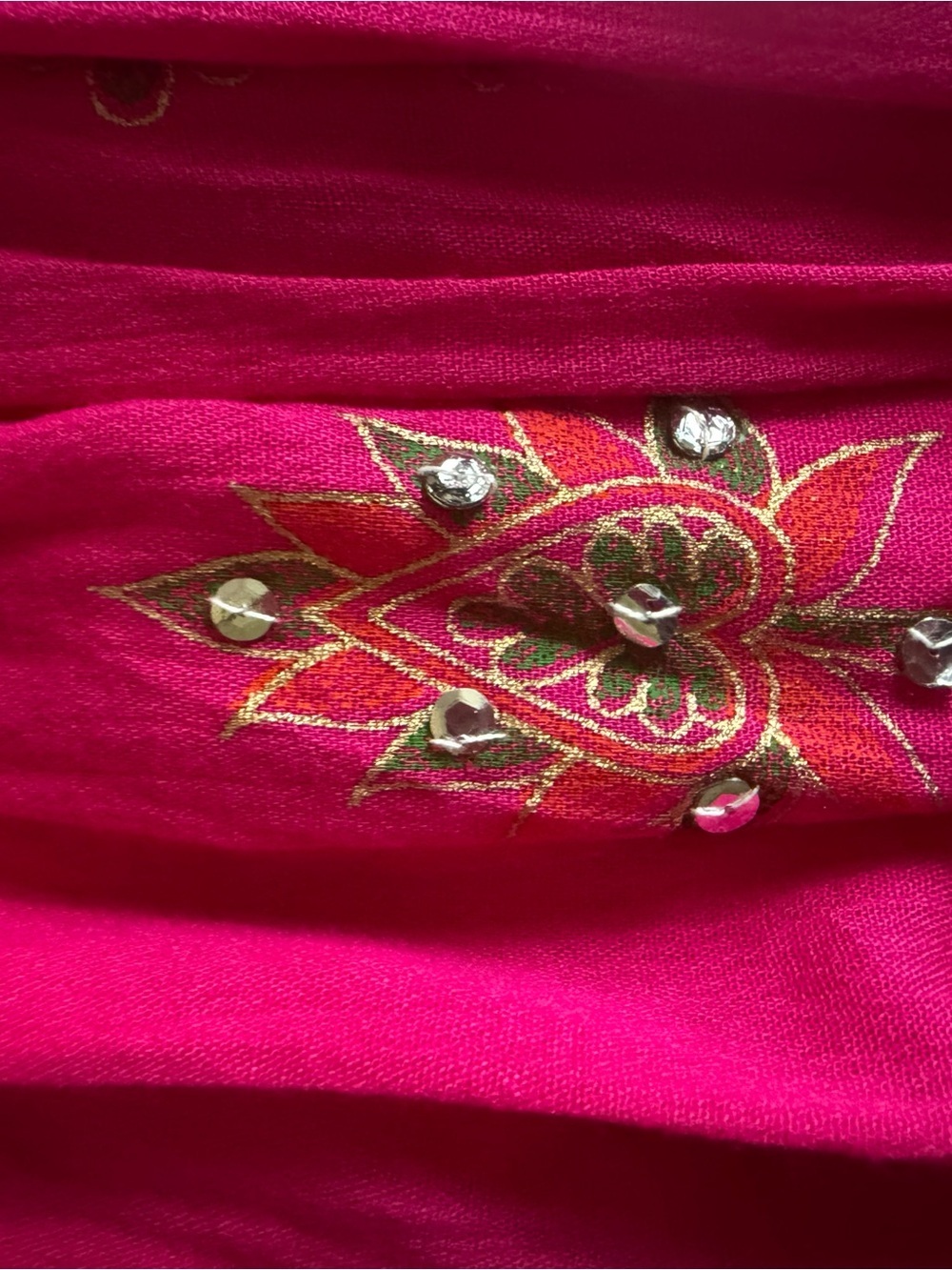Women's Pink Embellished and embroidered Jaipuri Maxi Skirt - Picture 6 of 6